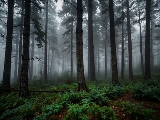 Fototapeta premium Foggy forest.
