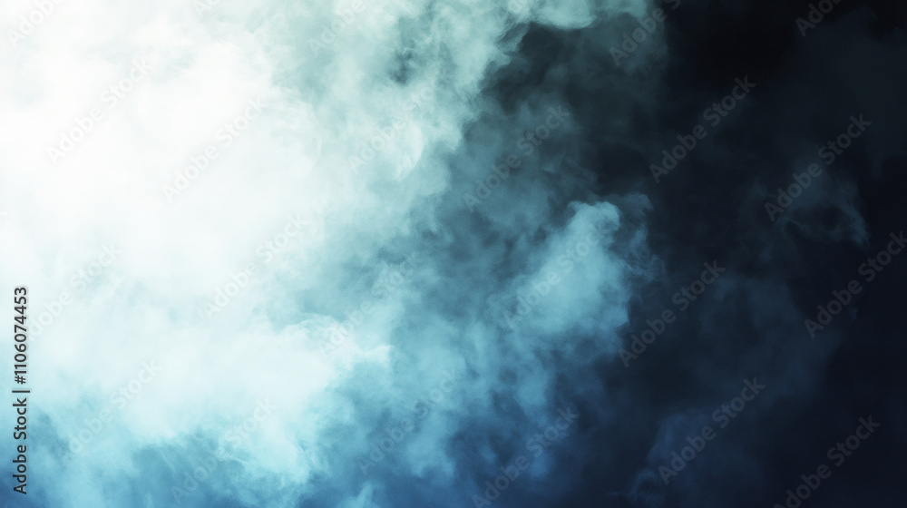 Aufkleber Swirling light blue smoke creating abstract shapes and patterns, fading into darkness, ideal for backgrounds and textures