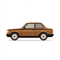 Fototapeta premium Vintage Brown Sedan Profile View Illustration