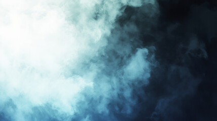 Obraz premium Swirling light blue smoke creating abstract shapes and patterns, fading into darkness, ideal for backgrounds and textures