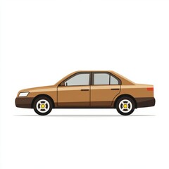 Fototapeta premium Brown Sedan Car Illustration