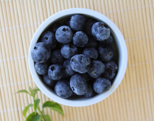 Blueberry in the bowl, top view