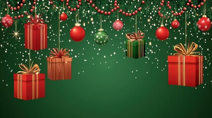 Naklejka premium Festive Christmas Gifts Ornaments and Decor
