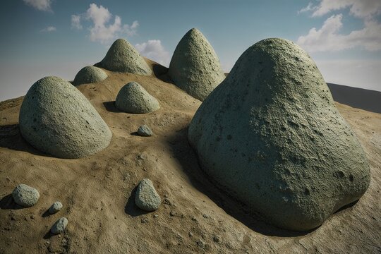 Natural Stone Formation 3D Render with Clipping Path and Earthy Texture