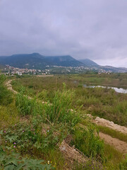 Fototapeta premium A majestic beauty of the landscape and open space at the bottom of the mountain