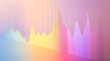A modern financial chart with transparent overlay effects on a gradient background