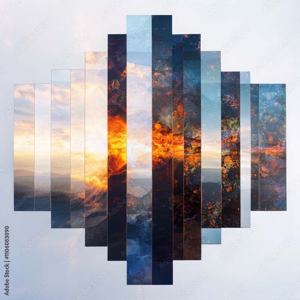 Poster exploring fragmented memory landscapes digital art gallery visual art contemporary space abstract pe