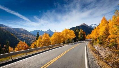 Colorful image of bright autumn forest road