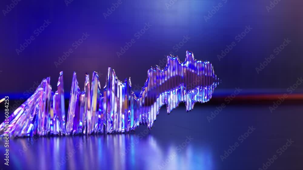 Poster glass sound waves change dynamically against a blue background, creating captivating reflections. th