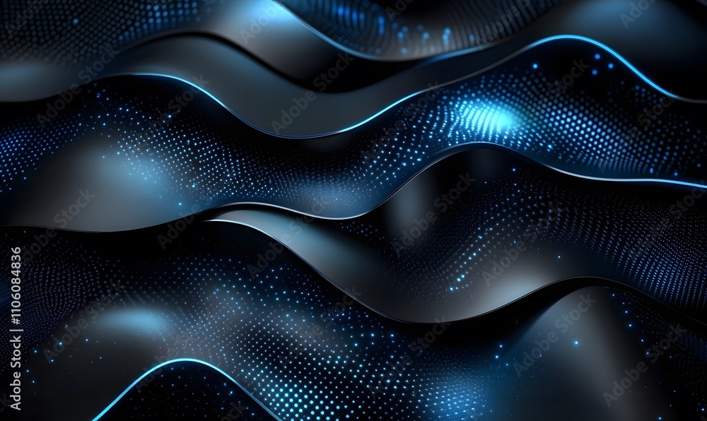 Aufkleber a gradient of dark grey metallic surfaces with intersecting blue light patterns