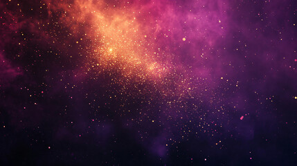 Fototapeta premium Cosmic Sparkle Purple and Gold Galaxy Background