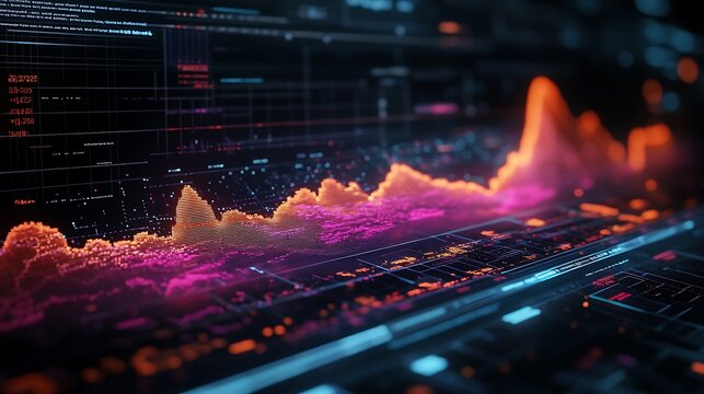 A multi-colored graph on a digital interface highlighting trends in money and investments