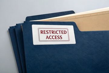 Restricted access folder on desk. Confidential file document