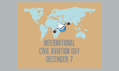 International civil aviation day, civil aviation, vector, illustration, design, element, graphic resource,  world civil aviation day, civil aviation day, airplane is on half Earth