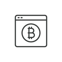 Bitcoin web wallet, icon in line design. Bitcoin, wallet, cryptocurrency, web, blockchain, finance, digital on white background vector. Bitcoin web wallet editable stroke icon