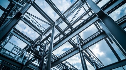 Steel Structure Framework Against Cloudy Sky