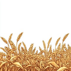 Naklejka premium Golden wheat field with ears on a white isolate background.