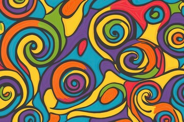 Vibrant Swirl Doodle Pattern for Kids Room Decor and Modern Design