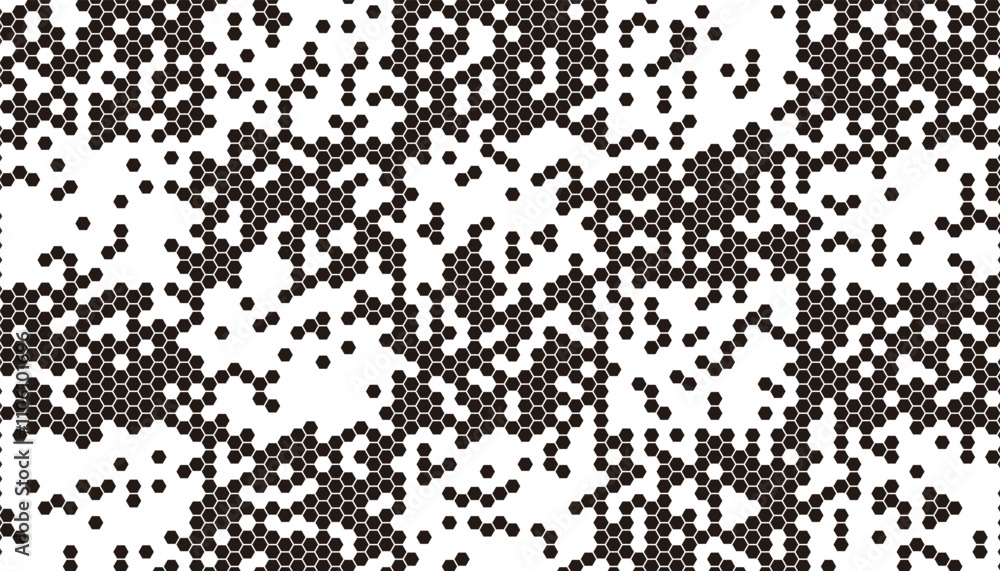 Poster black and white abstract geometric pattern with hexagon shapes. smooth transition of dynamic fade pa