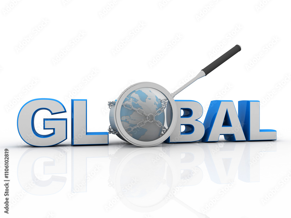 Poster 3d rendering globe search concept