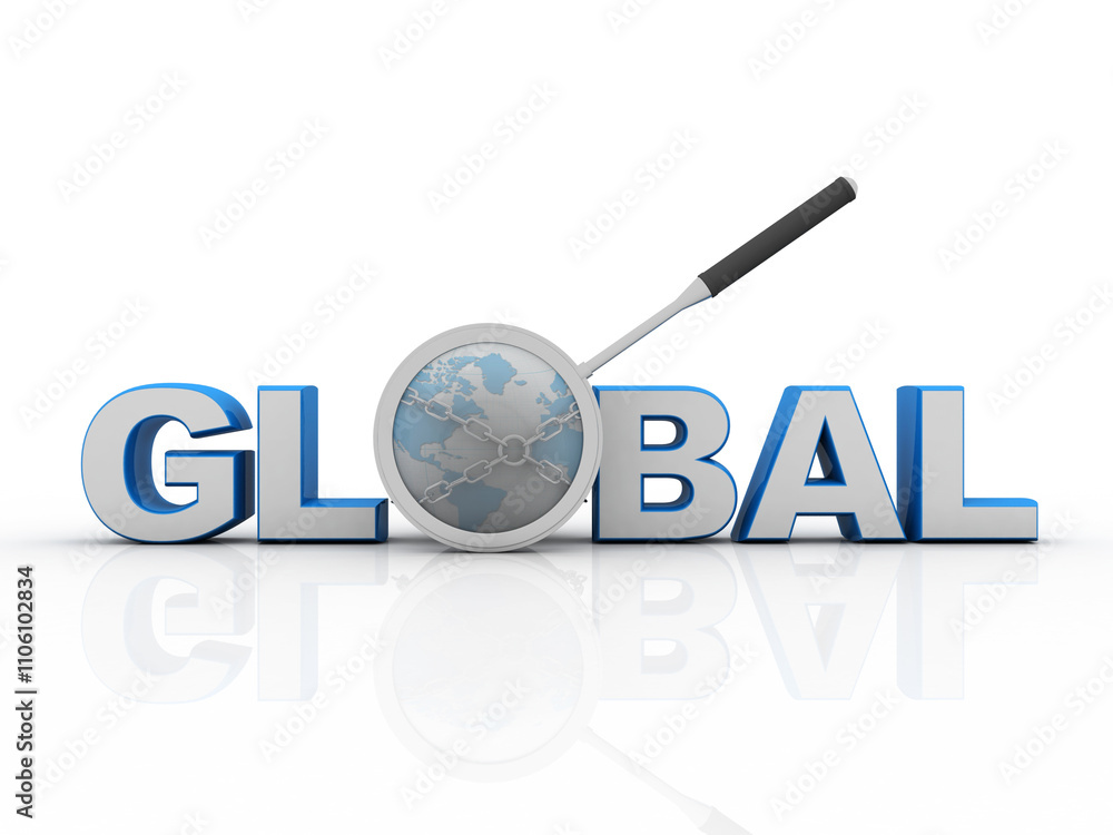 Poster 3d rendering globe search concept