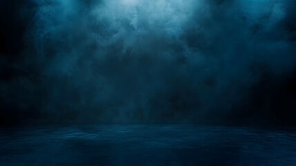 Dark Blue Foggy Atmosphere Over Deep Water