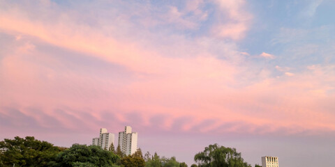 Beautiful landscape with a stunning Sunset, in Boramae Park, in Seoul, Korea