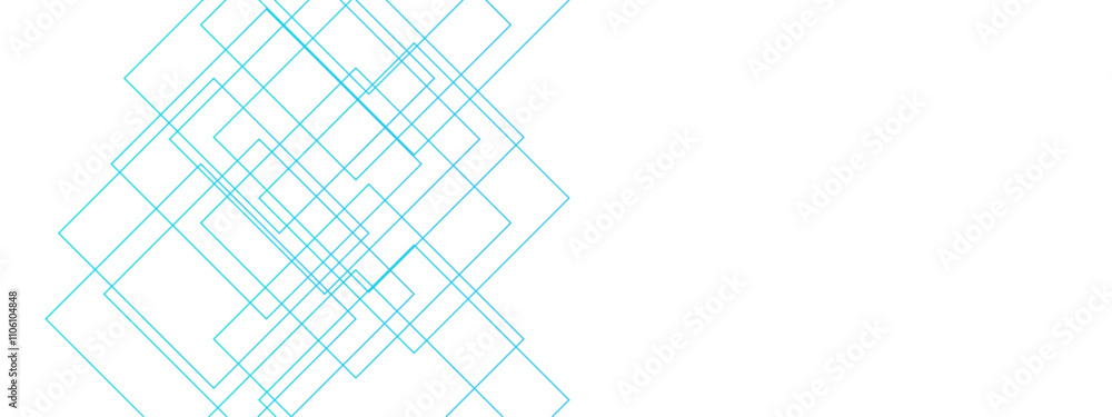 Poster light ornament technology vector panoramic. luxury blue line background. minimalistic seamless white