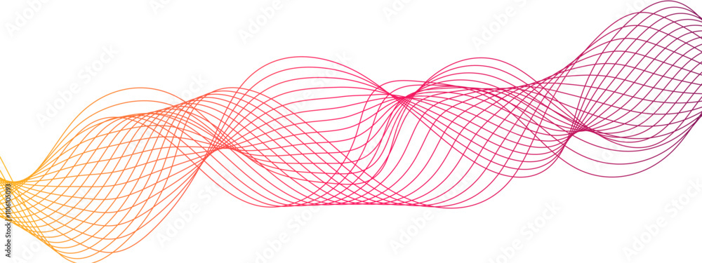 Poster Horizontal green wave on white background. Abstract wavy lines. Futuristic tech background with Curved wavy line. seamless wave pattern glowing science flowing line graphic template