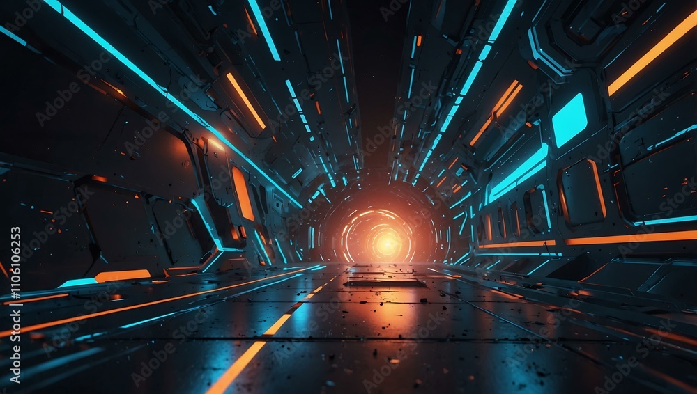Poster futuristic 3d abstract background with sci-fi elements.