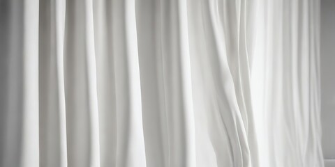 Soft and flowing white curtain with wave-like texture, background, abstract