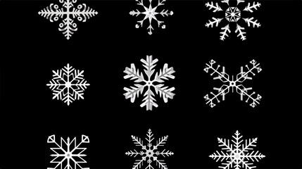 Snowflake Set Vector Silhouette Symbol Icon Design