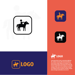 Horse Riding Vector Icon minimal logo