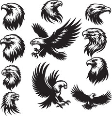 Fototapeta premium High-Quality Eagle Silhouette Vector Set