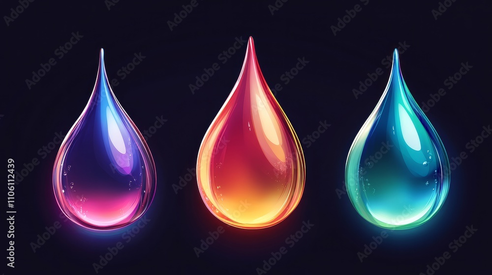 Poster detailed 3d rendering of a single water drop with a reflective surface.
