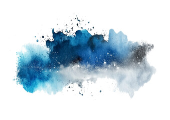 Colorful ink splashes on canvas isolated on transparent background