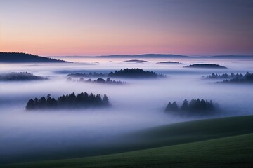 Fototapeta premium Luminous Haze and Dreamlike Landscapes with Ambient Fog and Soft Glow