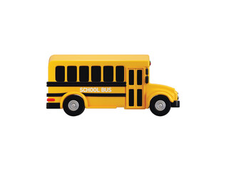 Yellow School bus icon 3d rendering vector illustration