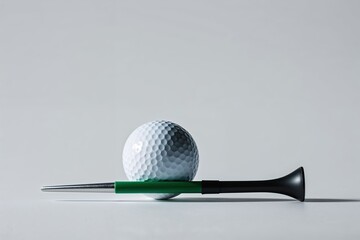 Isolated Golf Tee and Ball on Clean White Background for Perfect Visual Focus