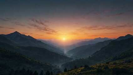 Fototapeta premium Generative AI wallpaper of a mountain sunrise.