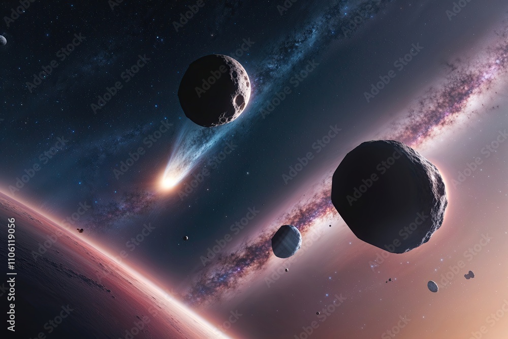 Poster asteroids and comets moving through the cosmos