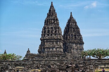 Fototapeta premium View of Prambanan Temple, Prambanan temple is the largest and grandest Hindu temple ever built in ancient Java. 