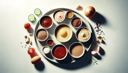 sauce plate on plain light background with space for text