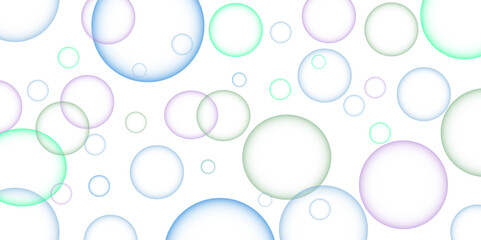 Colorful bubbles. Abstract, Colorful transparent pink, blue and soap bubbles floating in the air. Modern abstract light pink bubble background with circles. Banner pattern with copy space illustration