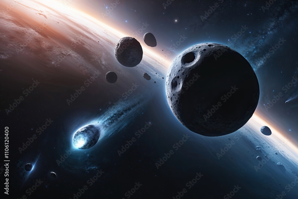 Poster asteroids and comets moving through the expansive universe