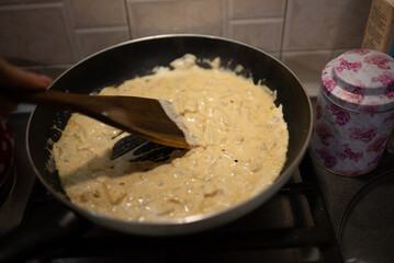 frying pan with potatoes