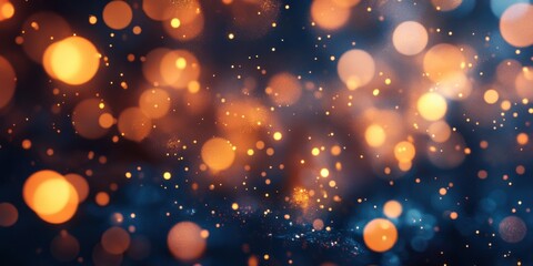 Abstract light trails forming festive patterns against a dark, atmospheric backdrop