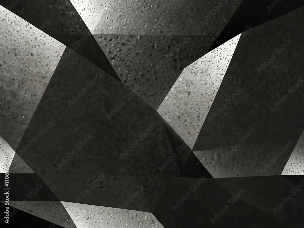 Poster geometric metallic surface with triangular silver texture for modern design.
