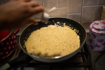cooking in a frying pan