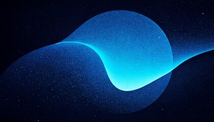 Glowing blue abstract shape on a dark grainy black-blue background, futuristic design